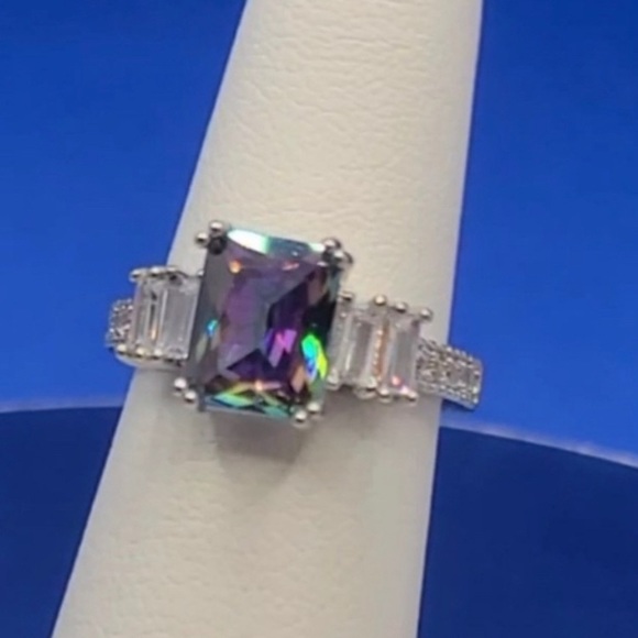 Boutique Jewelry - NWT Mystic Topaz & Cubic Zirconia Ring Platinum over  Sterling Size 7